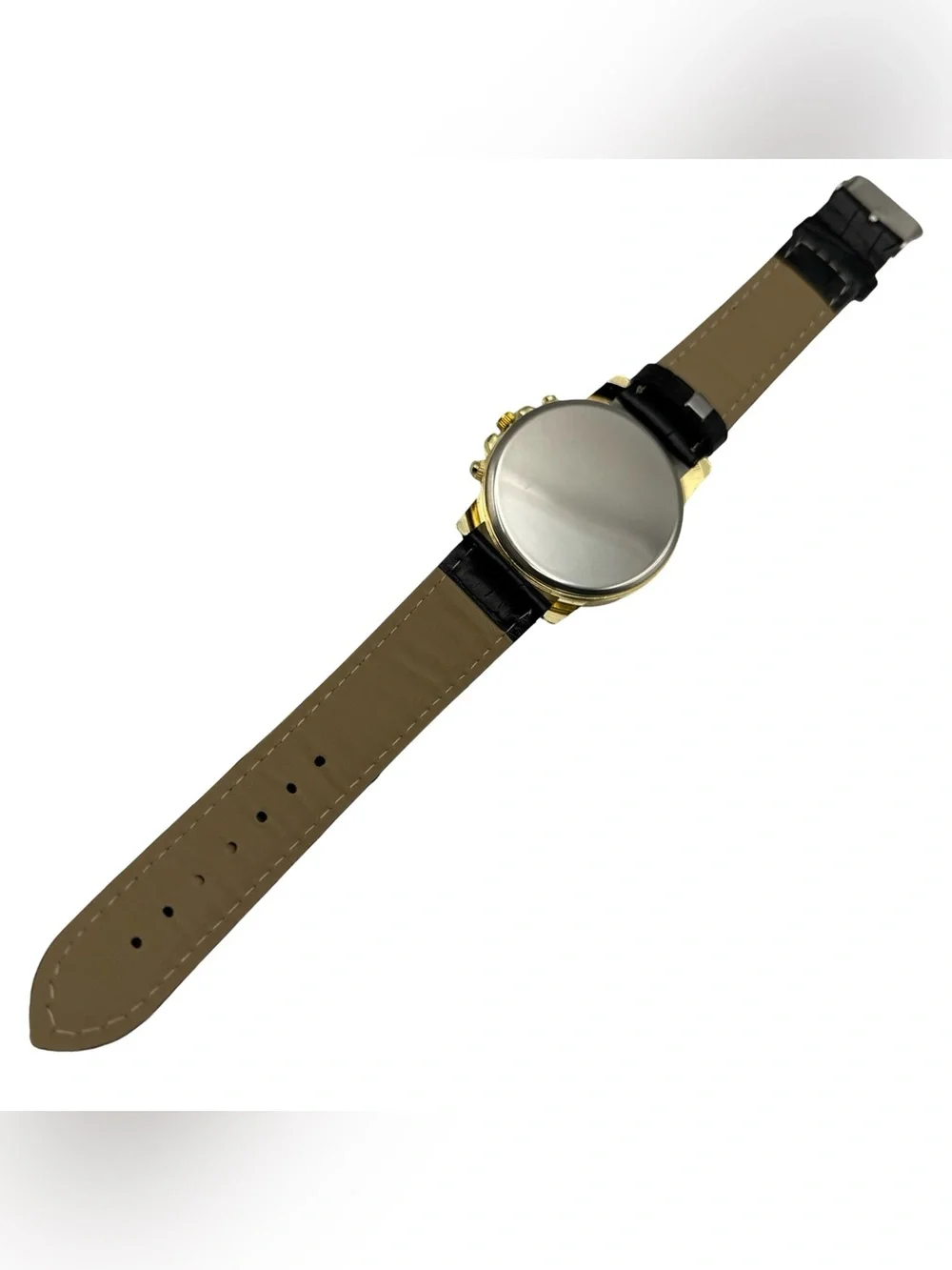 Disney Mickey Mouse Gold Tone Quartz Watch with Faux Leather Band